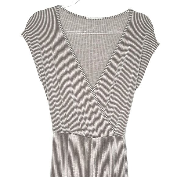 CAUTION TO THE WIND Striped Wide Leg Belted Jumpsuit Ankle Length Beige Size M - Picture 2 of 8